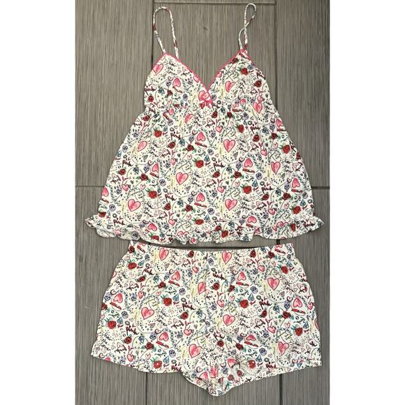 Victoria’s Secret Pink Short Sleep Set Size S/M Graphic Print Babydoll - Picture 1 of 9